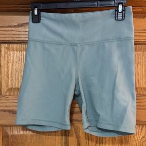 Women's Ribbed High-Waist Biker Shorts - Green